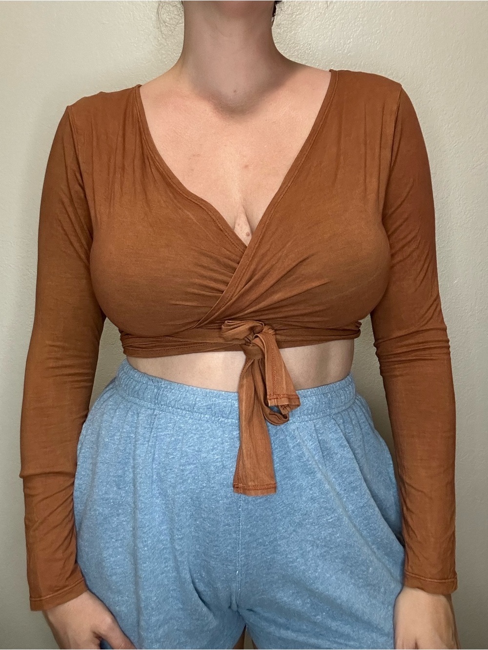 Indigo Luna Agni Wrap Top Medium Plant Viscose Yoga Ballet Boho Brown